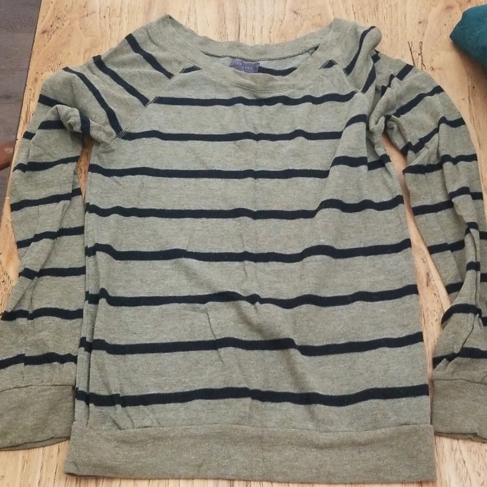 Olive Green Stripe Stretchy Sweater Pullover